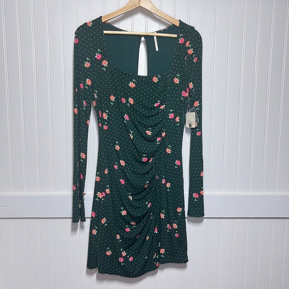 NWT Free People Mini Dress Cottagecore Prairie Fairy Babydoll Emerald Floral S